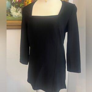 Boston Proper Black Square Neckline Top Size Small